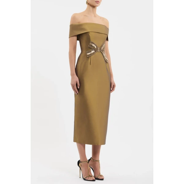 Rebecca Vallance Metallic midi dress