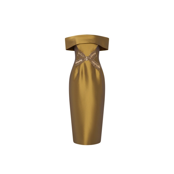 Rebecca Vallance Venus Midi Dress in Gold