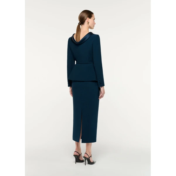Roland Mouret Crepe Midi Skirt in Blue, view 3