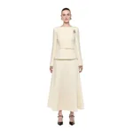 Roland Mouret Flower Brooch Boucle Jacket in Cream