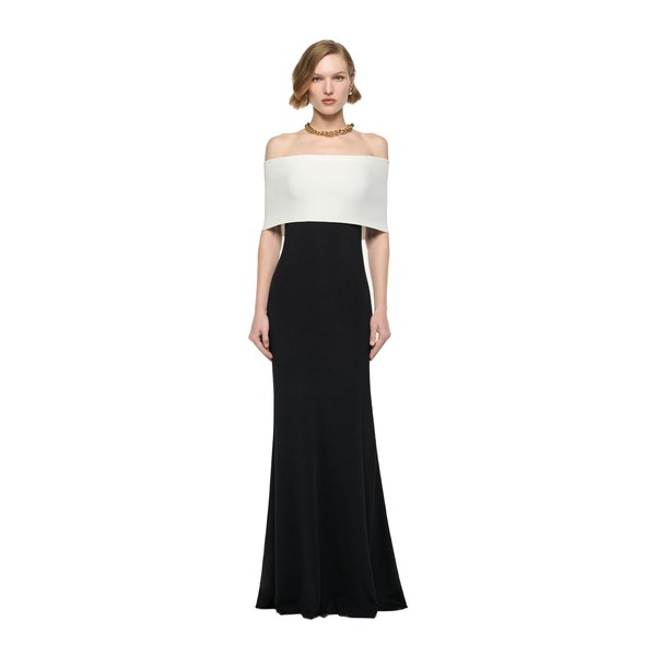 Roland Mouret Monocrome Off The Shoulder Knit Gown in Black