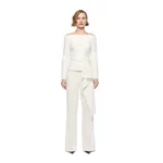 Roland Mouret Off The Shoulder Draped Jacket in Cream