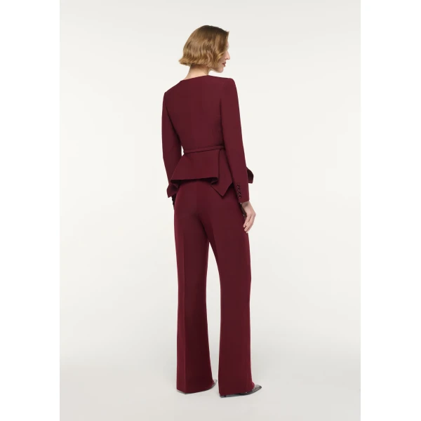 Roland Mouret Origami Drape Peplum Jacket in Burgundy, view 3