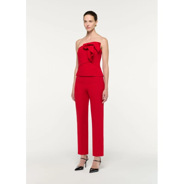 Roland Mouret Red Wool Silk Cropped Trouser, view 2