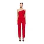 Roland Mouret Red Wool Silk Cropped Trouser