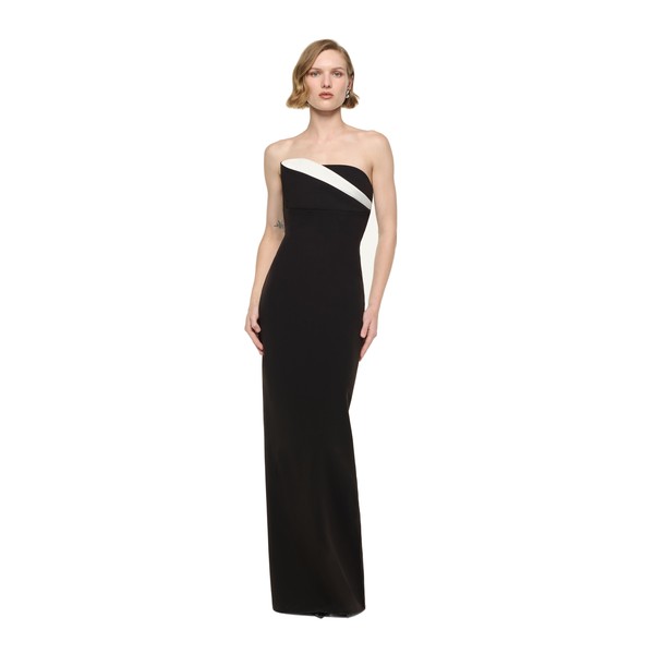 Roland Mouret Strapless Monochrome Drape Gown in Black