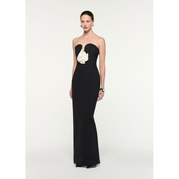 Roland Mouret Strapless Monochrome Flower Gown in Black, view 2