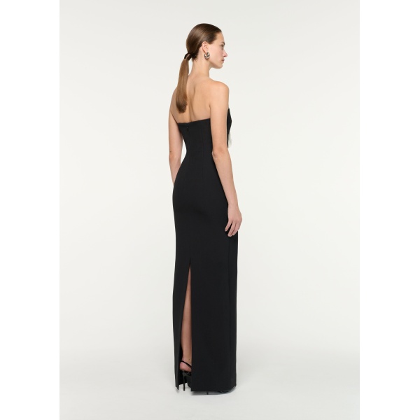 Roland Mouret Strapless Monochrome Flower Gown in Black, view 3