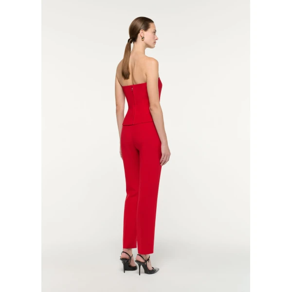 Roland Mouret Strapless Wool Silk Top in Red, view 3