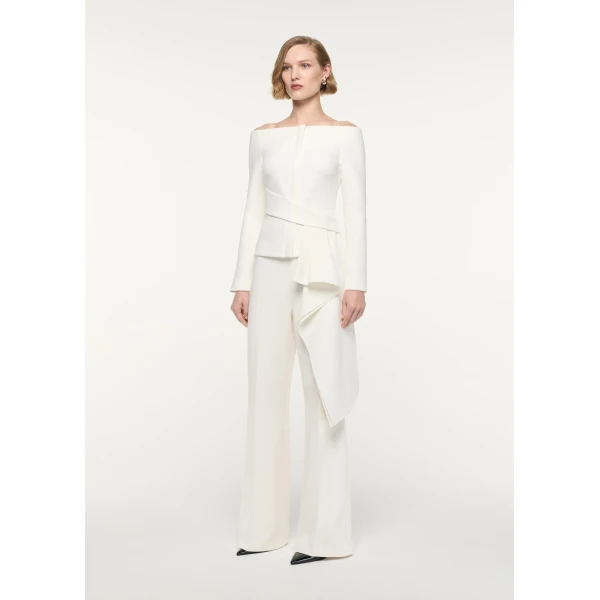 Roland Mouret Wide Fit Trouser in Cream, view 2