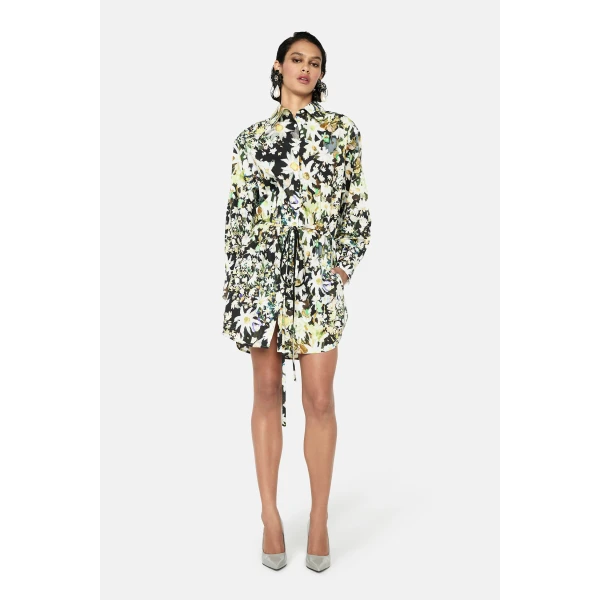 Romance Was Born Flannel Flower Shirt Dress