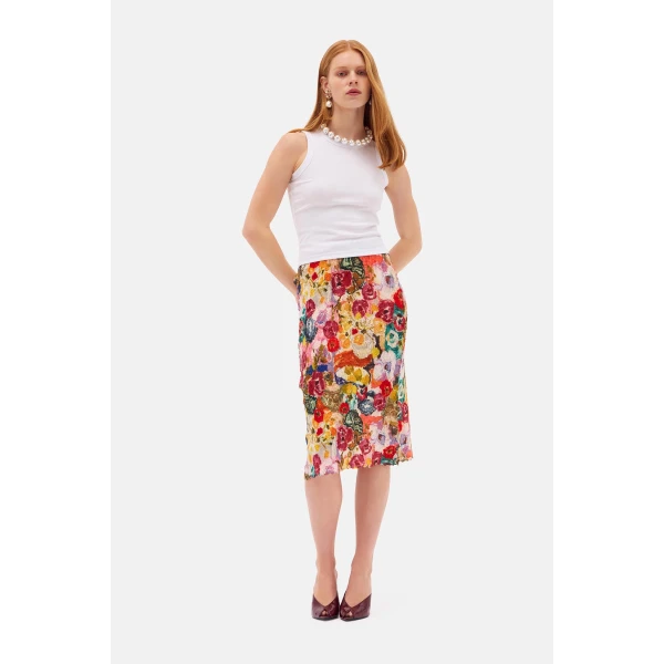Romance Was Born Persimmon Pleat Skirt