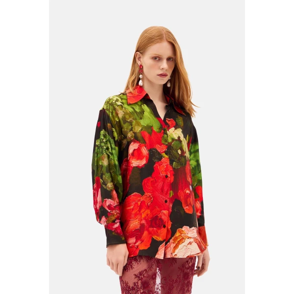 Romance Was Born Red Roses Blouse