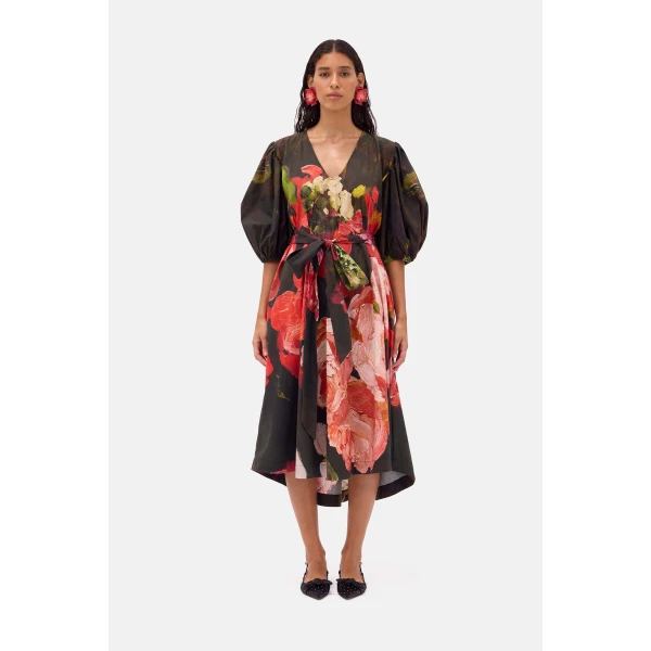 Romance Was Born Red Roses Smock Dress