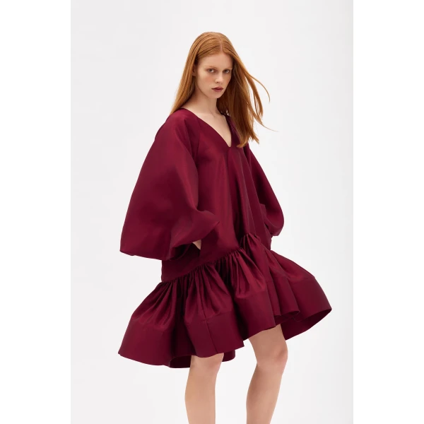 Romance Was Born Taffeta Ruffle Dress