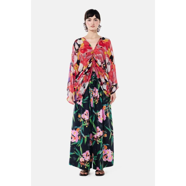 Romance Was Born Tropical Magnolia Chiffon Top