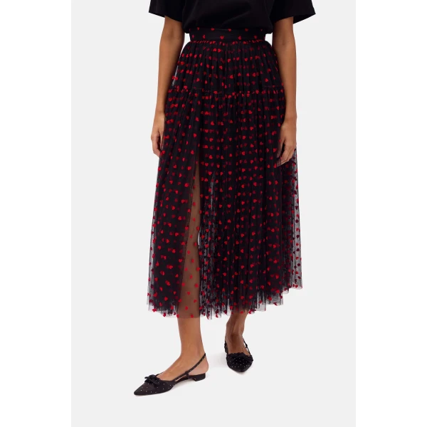 Romance Was Born Tulle Heart Maxi Skirt