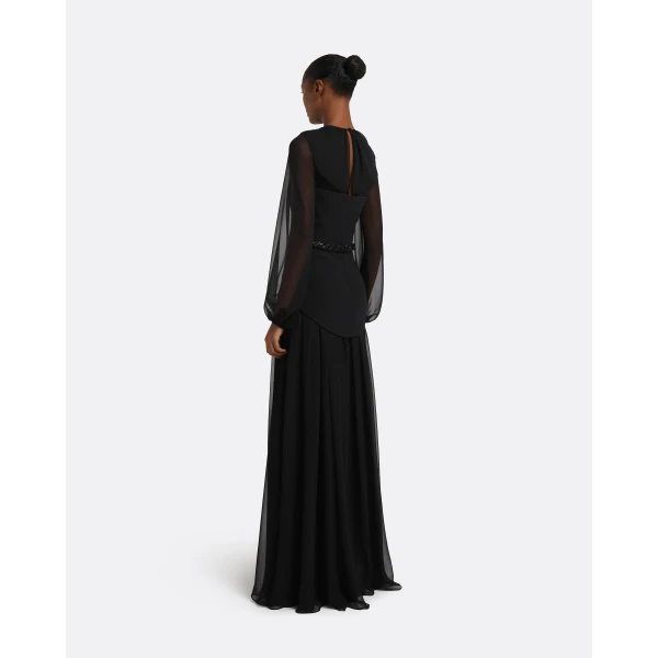 Safiyaa Black & Embellished Belt Dresses