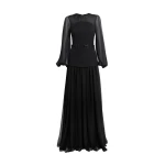 Finley Long Dress in Black & Embellished Belt