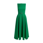 Ginny Midi Dress in Jewel Green with Embellished Belt