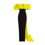 Milia Black & Chartreuse Long Dress