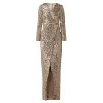 SemSem Belted wrap-effect sequined stretch-tulle gown in Gold
