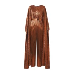 SemSem Bronze Belted Plissé Jumpsuit