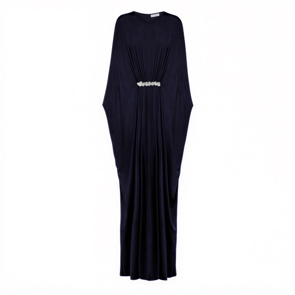 Brooch-Detailed Jersey Kaftan Dress