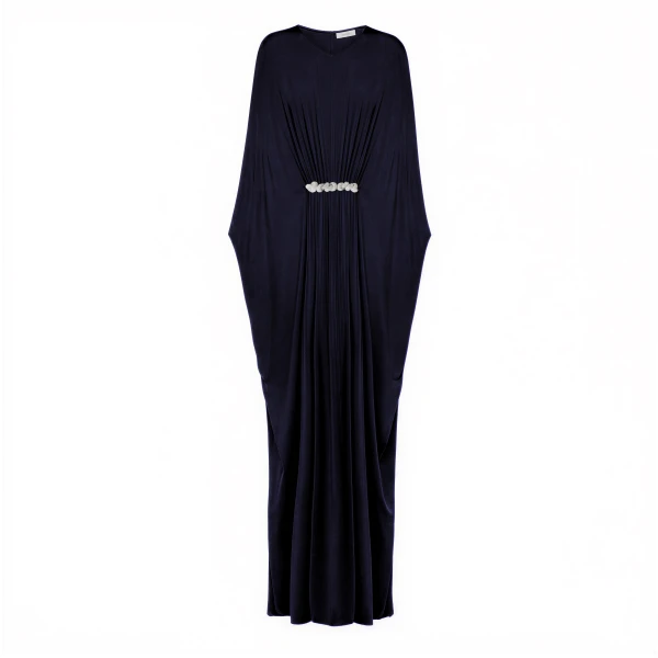 Brooch-Detailed Jersey Kaftan Dress