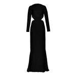 SemSem Camille Backless Long Dress with Crystal Embellishment in Black