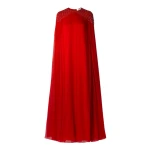 SemSem Cape-effect crystal-embellished silk-chiffon gown in Red