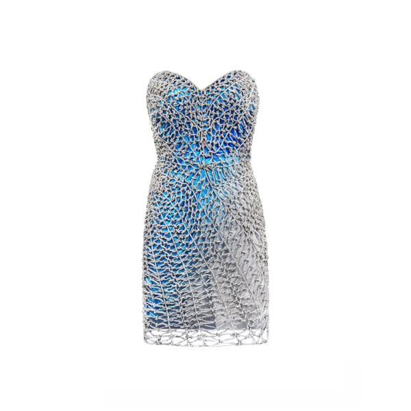 SemSem Crystal Cord Macramé Mini Dress in Ombre