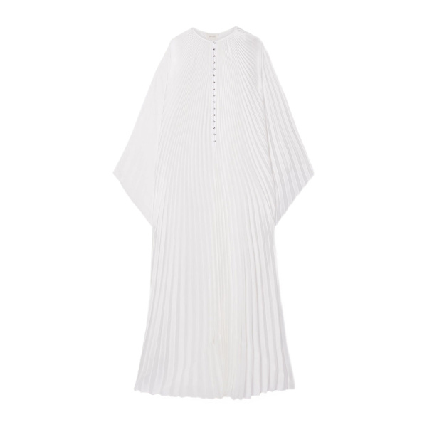 SemSem Crystal Embellished Plissé-Satin Maxi Dress