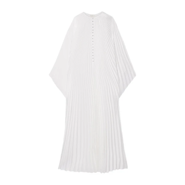 SemSem Crystal Embellished Plissé-Satin Maxi Dress