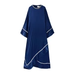 SemSem Crystal Embellished Silk Kaftan-Navy