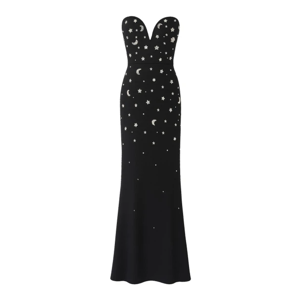 SemSem Crystal Star & Moon Embellished Gown in Sky
