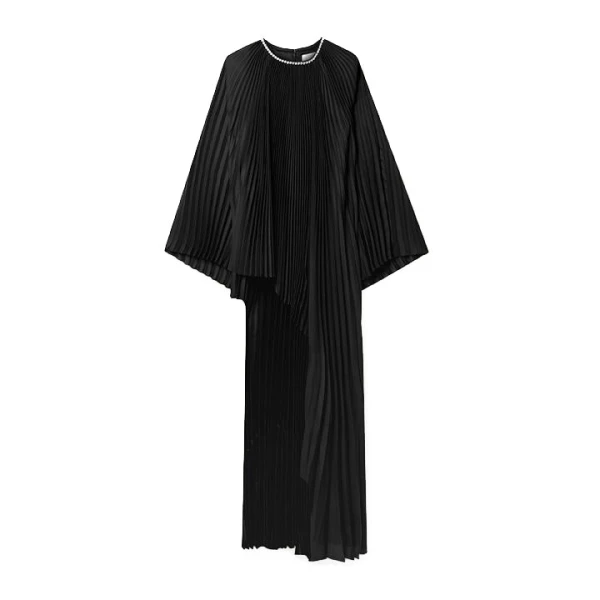 SemSem Crystal-embellished draped plissé satin tunic