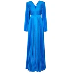 SemSem Cutout Pleated Satin Jumpsuit in Azure