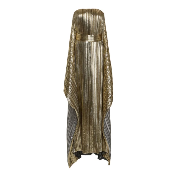 Draped Pleated Lamé Gown