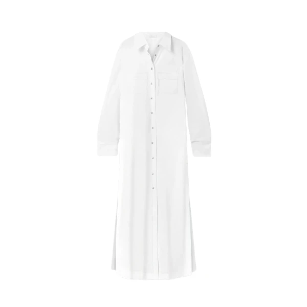 Egyptian Cotton Shirt Dress in White