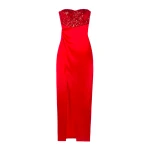 SemSem Gathered Sequin-Embellished Charmeuse Gown