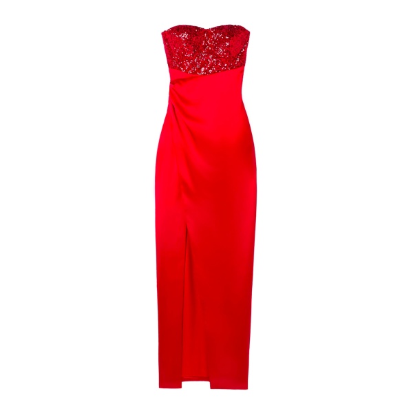 Gathered Sequin-Embellished Charmeuse Gown