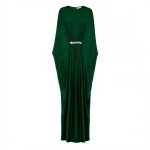 SemSem Gathered Viscose Jersey Kaftan Dress in Emerald