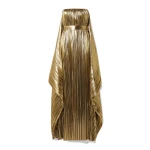 SemSem Gold Belted Draped Pleated Lamé Gown