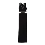 SemSem Italian Crepe Cut-Out Dress with Beading in Black