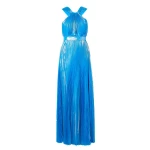 SemSem Sky Blue Metallic Halter Gown