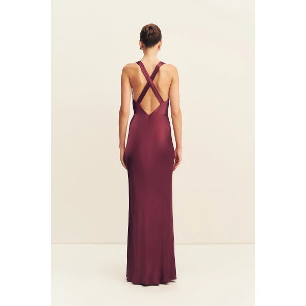 Shona Joy La Lune Plunged Cross Back Maxi Dress