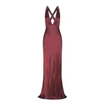 La Lune Plunged Cross Back Maxi Dress