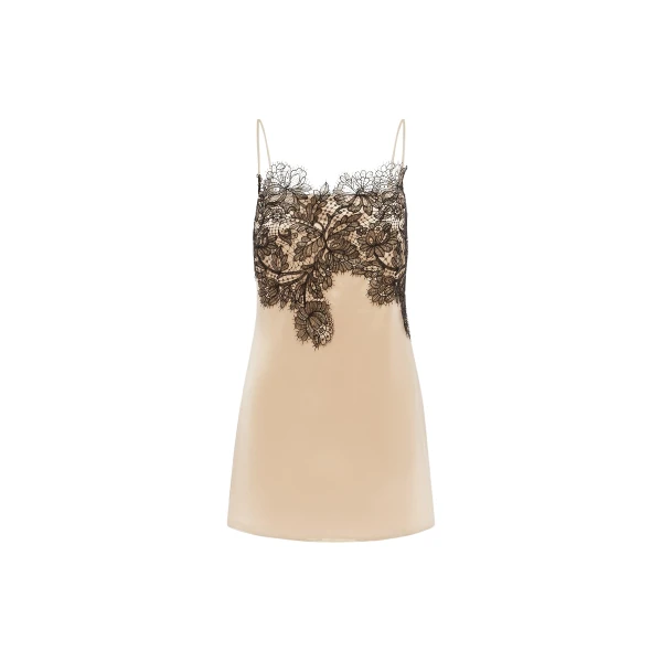 Lucia Lace Mini Dress in Champagne Lace