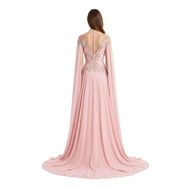 Tony Ward Quartz Pink Muslin Cape Gown, view 4